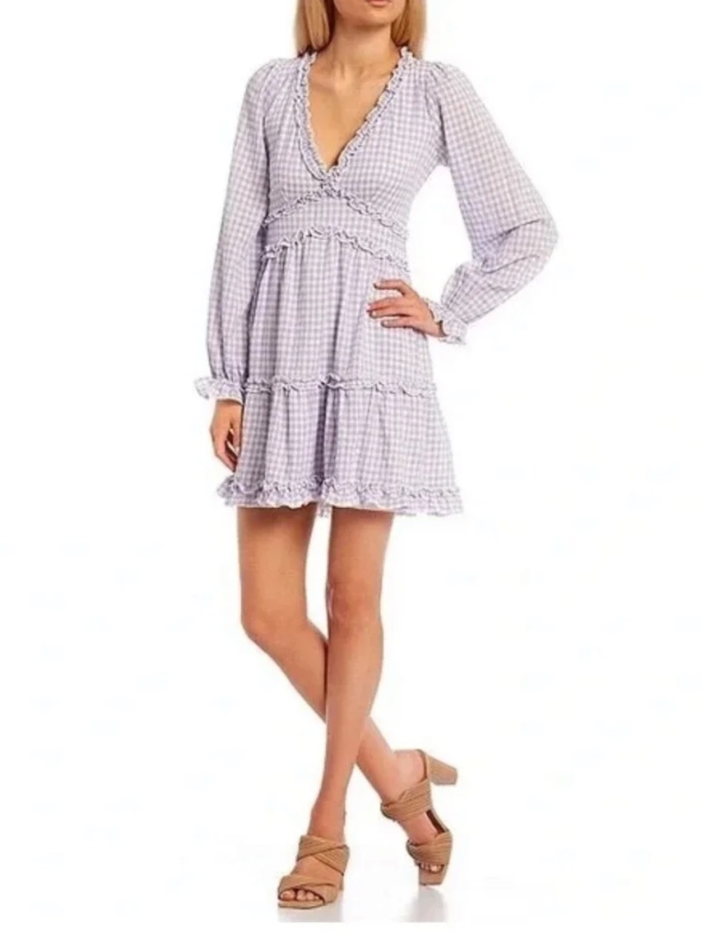 Allison & Kelly Juniors Lavender Gingham Ruffle Dress